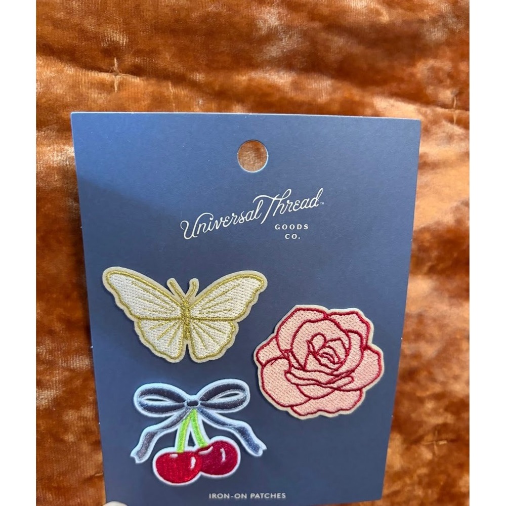 Universal Thread Iron-On Patches Butterfly Rose Cherries 3-Piece Set NWT 0002